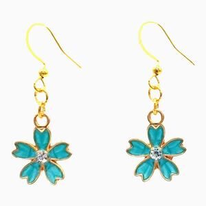 Turquoise Flower Earrings Blue Gold Floral Jewelry Gift